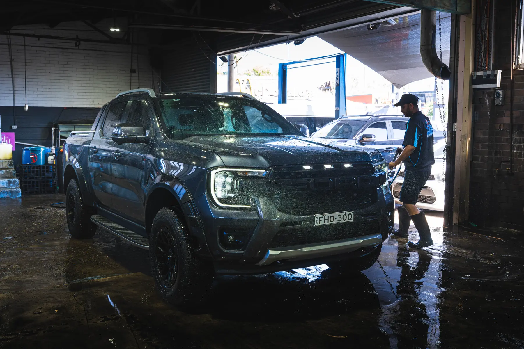 Ford Ranger outside the workshop